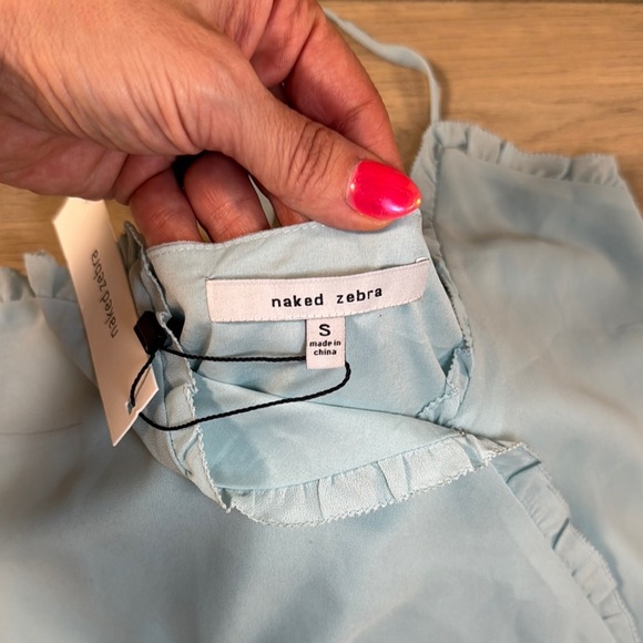 Naked Zebra Light Blue Ruffle Wrap Tank Dress NWT - Picture 6 of 13